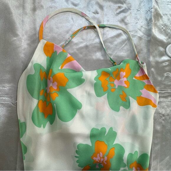 Vintage Y2K SATIN Slip Floral Dress Pink Lily Medium - Picture 7 of 15